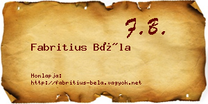 Fabritius Béla névjegykártya